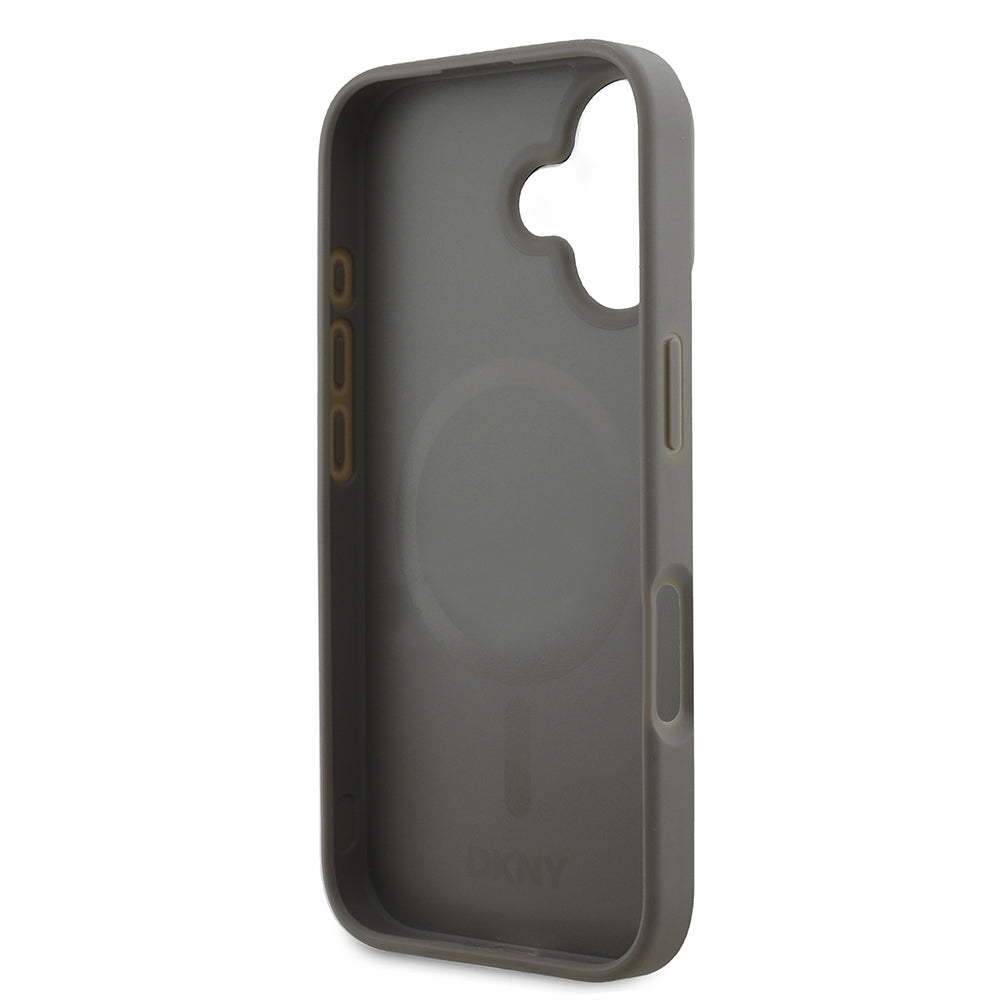 Apple iPhone 16 Kılıf DKNY Orjinal Lisanslı M-safe Şarj Özellikli 3D Yazılı Checkered Pattern Kapak Siyah