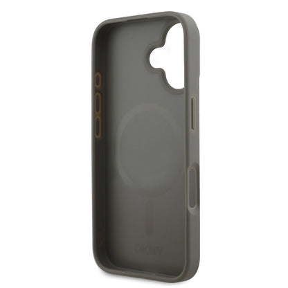 Apple iPhone 16 Kılıf DKNY Orjinal Lisanslı M-safe Şarj Özellikli 3D Yazılı Checkered Pattern Kapak Siyah