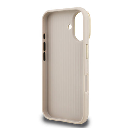Apple iPhone 16 Kılıf Guess Orjinal Lisanslı Grained Yazı Logolu Kamera Standlı Kapak Siyah