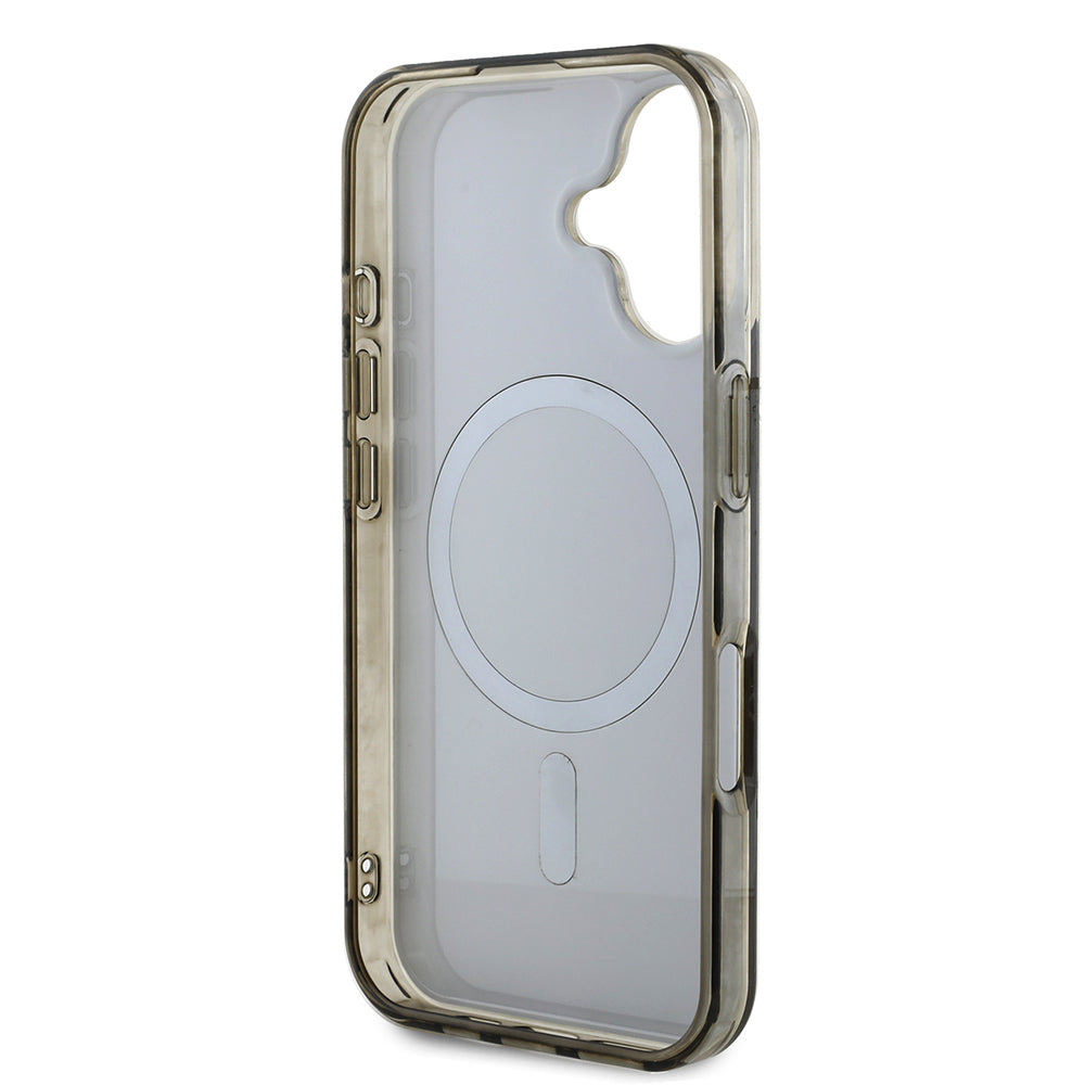Apple iPhone 16 Case Guess Original Licensed M-Safe Charging Feature IML Printed Classic Logo 4G Patterned Cover Brown 