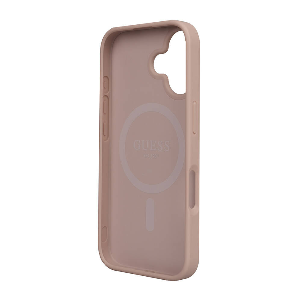 Apple iPhone 16 Case Guess Original Licensed M-safe Charging Feature Small 4G Classic Cover Brown