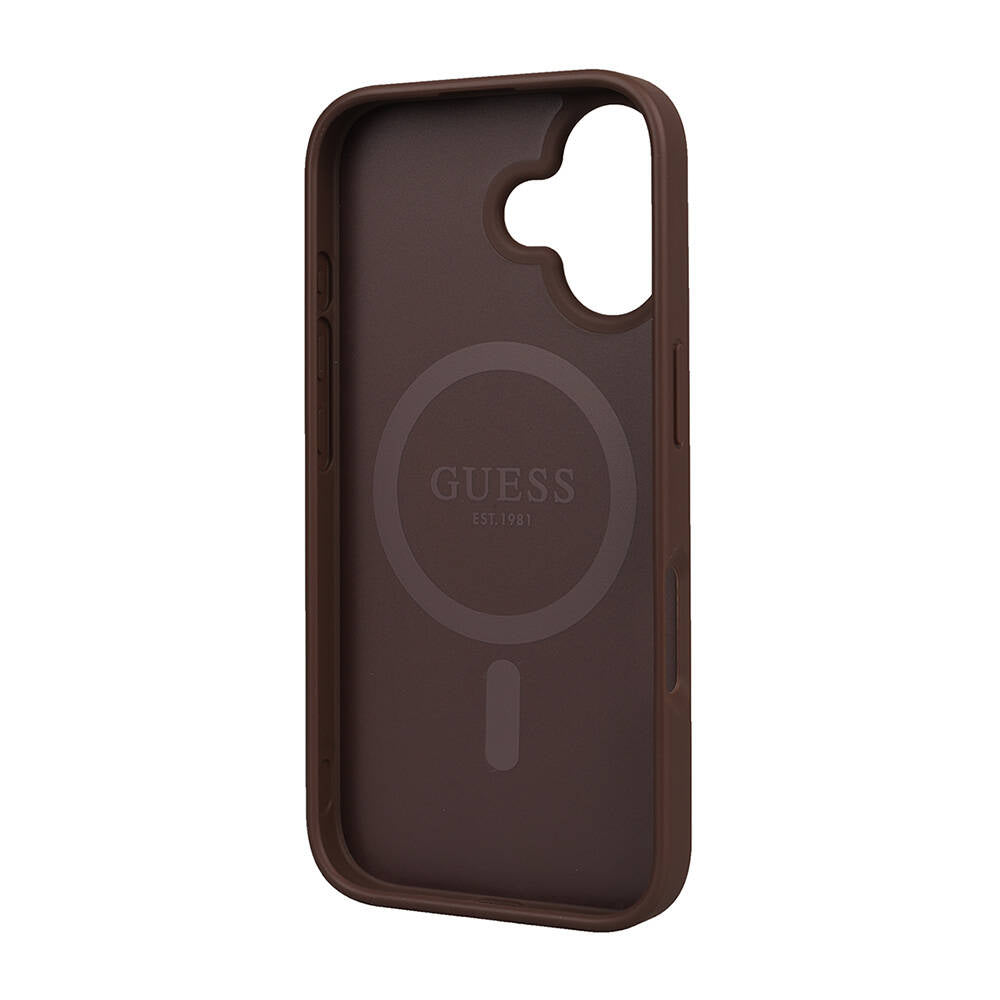 Apple iPhone 16 Case Guess Original Licensed M-safe Charging Feature Small 4G Classic Cover Black