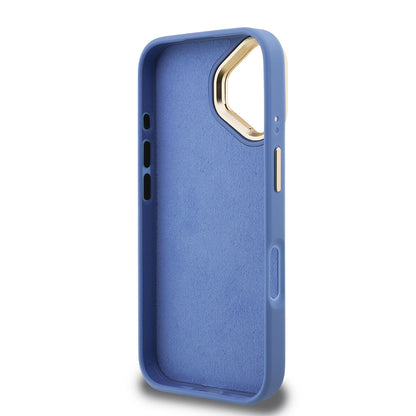 Apple iPhone 16 Kılıf Guess Orjinal Lisanslı PU Deri 4G Desenli Metal Büyük 4G ve Yazı Logolu Kamera Standlı Kapak Pembe