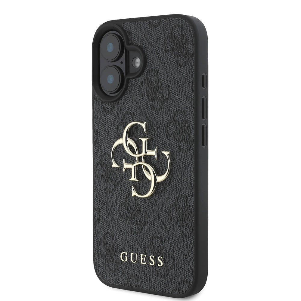 Apple iPhone 16 Case Guess Original Licensed PU Leather 4G Patterned Metal Large 4G and Text Logo Cover Pink