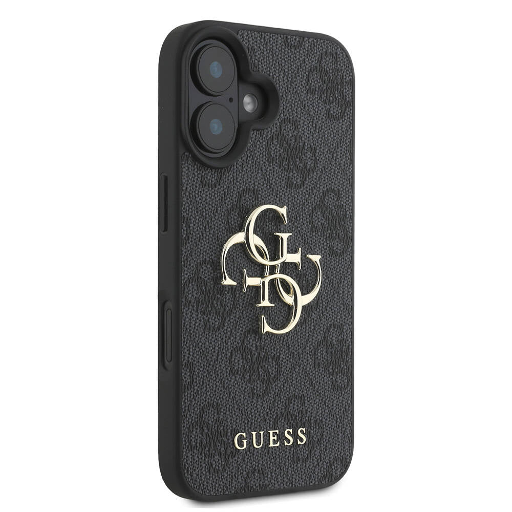Apple iPhone 16 Case Guess Original Licensed PU Leather 4G Patterned Metal Large 4G and Text Logo Cover Pink