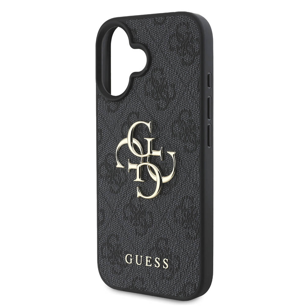 Apple iPhone 16 Case Guess Original Licensed PU Leather 4G Patterned Metal Large 4G and Text Logo Cover Pink