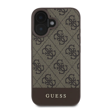 Apple iPhone 16 Case Guess Original Licensed PU Leather Stripe Logo Design Cover Pink
