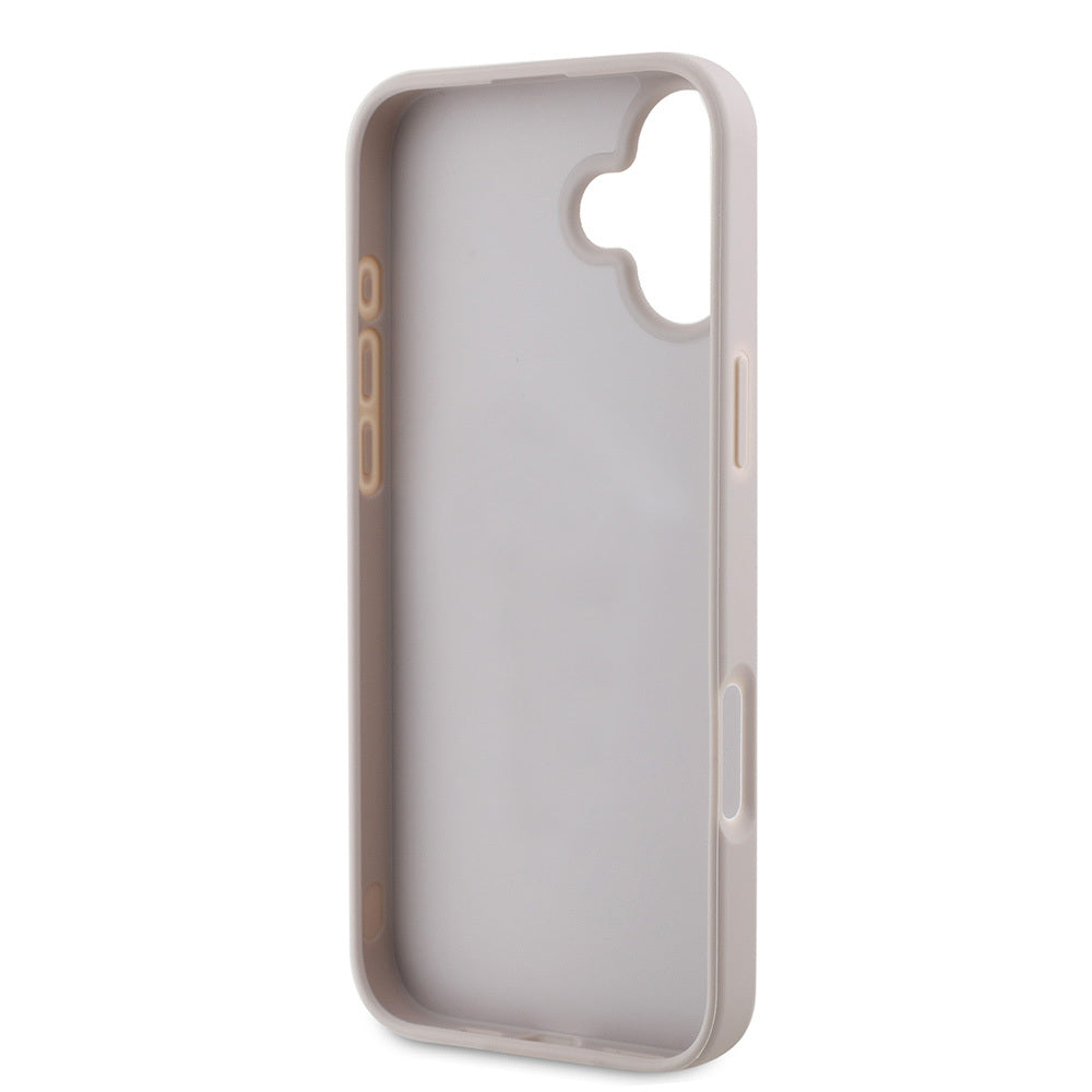 Apple iPhone 16 Case Guess Original Licensed PU Leather Stripe Logo Design Cover Pink