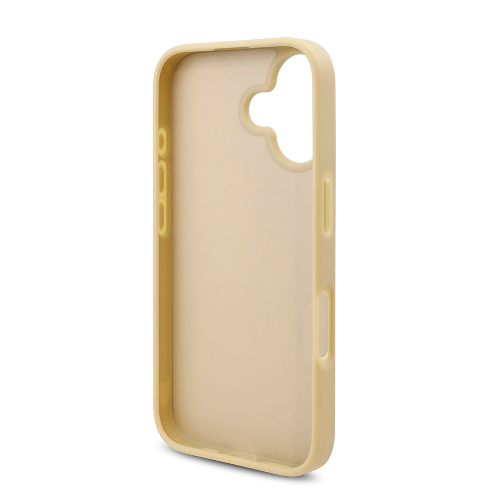 Apple iPhone 16 Case Guess Original Licensed Stone Back Surface Triangle Logo Cover Pink