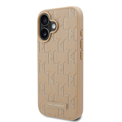 Apple iPhone 16 Kılıf Karl Lagerfeld Orjinal Lisanslı M-safe Şarj Özellikli KL Yazılı Hot Stamp Kapak Pembe