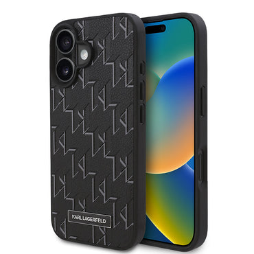 Apple iPhone 16 Kılıf Karl Lagerfeld Orjinal Lisanslı M-safe Şarj Özellikli KL Yazılı Hot Stamp Kapak