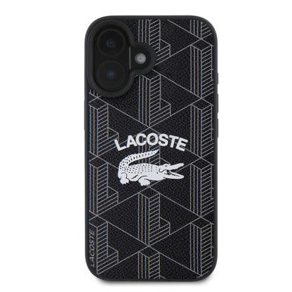 Apple iPhone 16 Kılıf Lacoste Orjinal Lisanslı M-safe Şarj Özellikli Mono Vintage Logo Kapak Lacivert