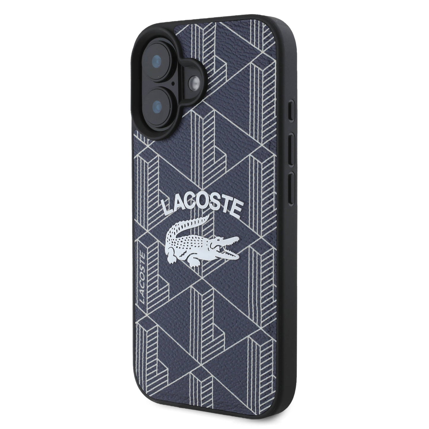 Apple iPhone 16 Kılıf Lacoste Orjinal Lisanslı M-safe Şarj Özellikli Mono Vintage Logo Kapak Lacivert