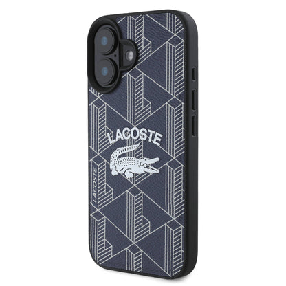 Apple iPhone 16 Kılıf Lacoste Orjinal Lisanslı M-safe Şarj Özellikli Mono Vintage Logo Kapak Lacivert
