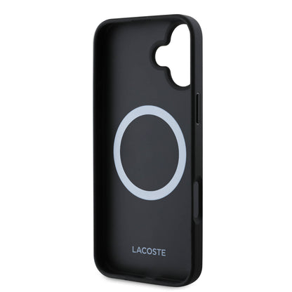 Apple iPhone 16 Kılıf Lacoste Orjinal Lisanslı M-safe Şarj Özellikli Mono Vintage Logo Kapak Lacivert