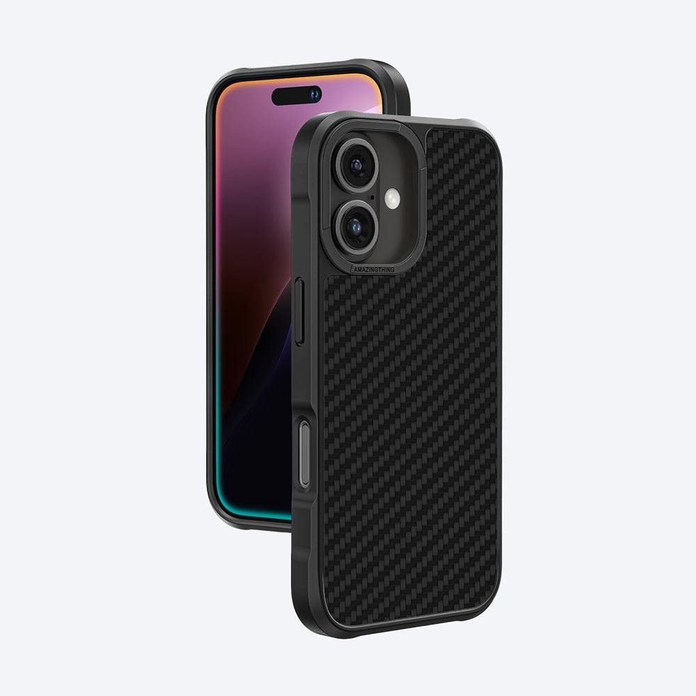 Apple iPhone 16 Kılıf M-safe Şarj Özellikli 1500D Aramid Fiber Amazingthing Titan Max Serisi Kapak Siyah