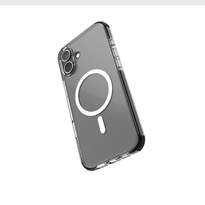 Apple iPhone 16 Kılıf M-safe Şarj Özellikli Airbag Tasarımlı Raptic Clear Serisi Şeffaf Kapak Siyah