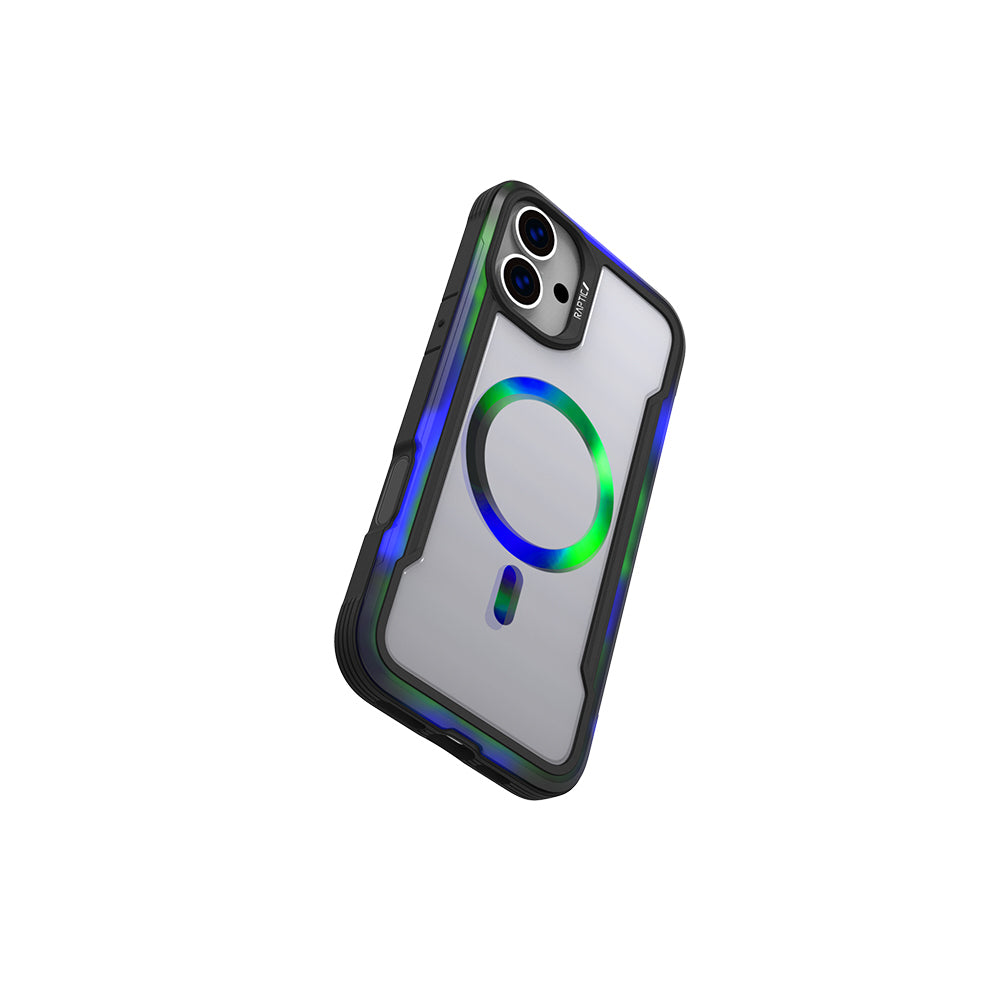 Apple iPhone 16 Kılıf M-safe Şarj Özellikli Airbagli Raptic Shield 2.0 Serisi Şeffaf Arka Yüzey Kapak Turkuaz