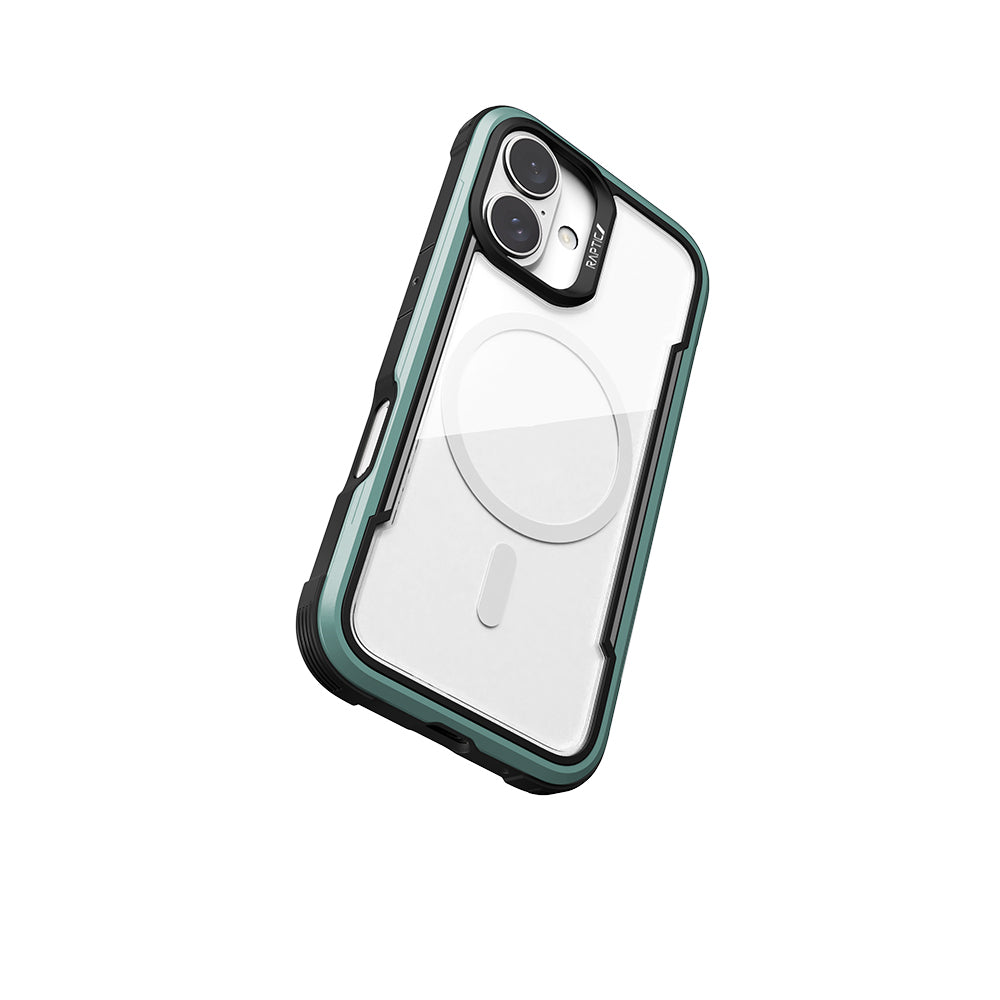 Apple iPhone 16 Kılıf M-safe Şarj Özellikli Airbagli Raptic Shield Serisi Şeffaf Arka Yüzey Kapak Kırmızı