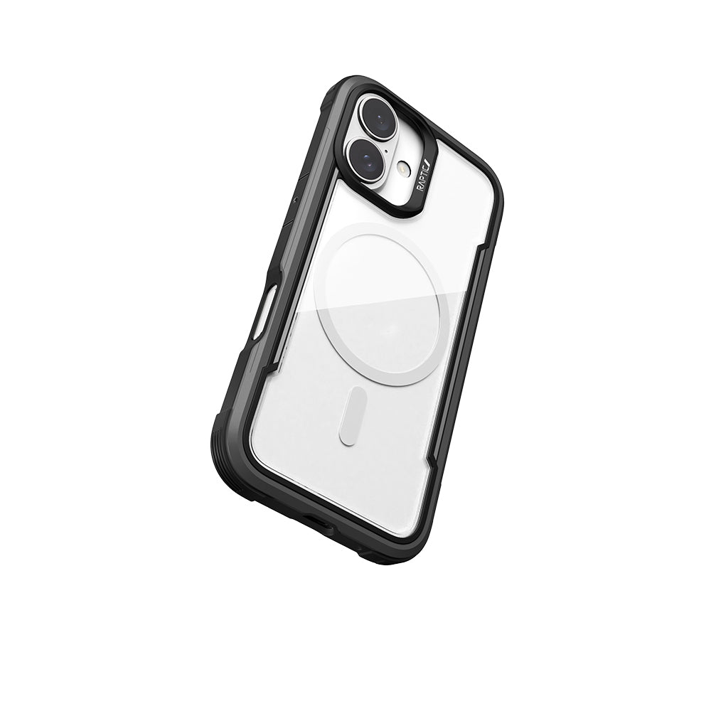 Apple iPhone 16 Kılıf M-safe Şarj Özellikli Airbagli Raptic Shield Serisi Şeffaf Arka Yüzey Kapak Kahverengi