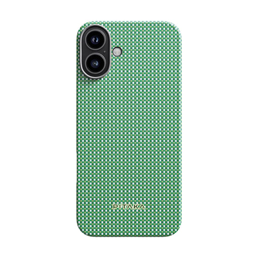 Apple iPhone 16 Kılıf M-safe Şarj Özellikli Aramid Fiber Pitaka Ultra-Slim Classic Serisi Forest Green Kapak Yeşil