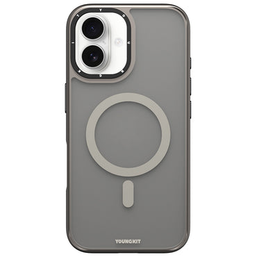 Apple iPhone 16 Kılıf M-safe Şarj Özellikli Cam Arka Yüzey TPU Youngkit Gemstone Serisi Kapak