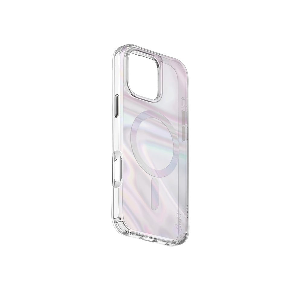 Apple iPhone 16 Kılıf M-safe Şarj Özellikli Holografik Şeffaf Arka Yüzey Coehl Savon Kapak Şeffaf