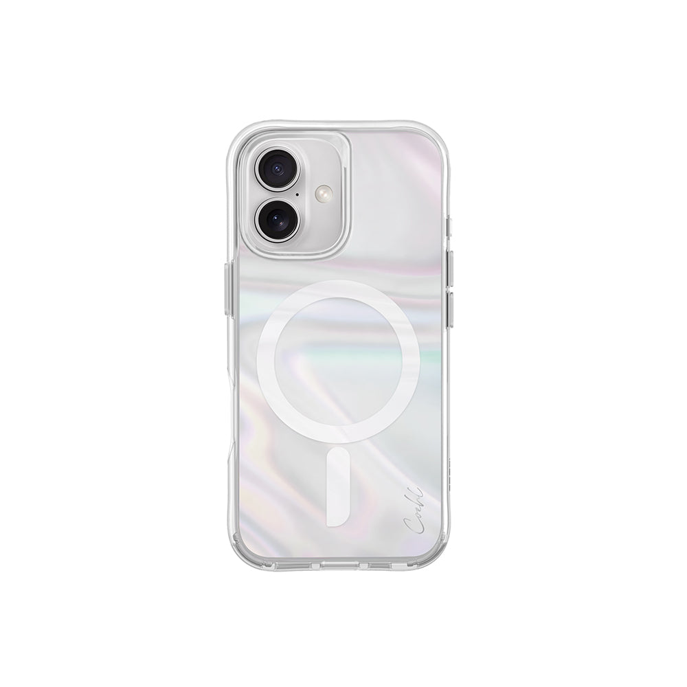 Apple iPhone 16 Kılıf M-safe Şarj Özellikli Holografik Şeffaf Arka Yüzey Coehl Savon Kapak Şeffaf