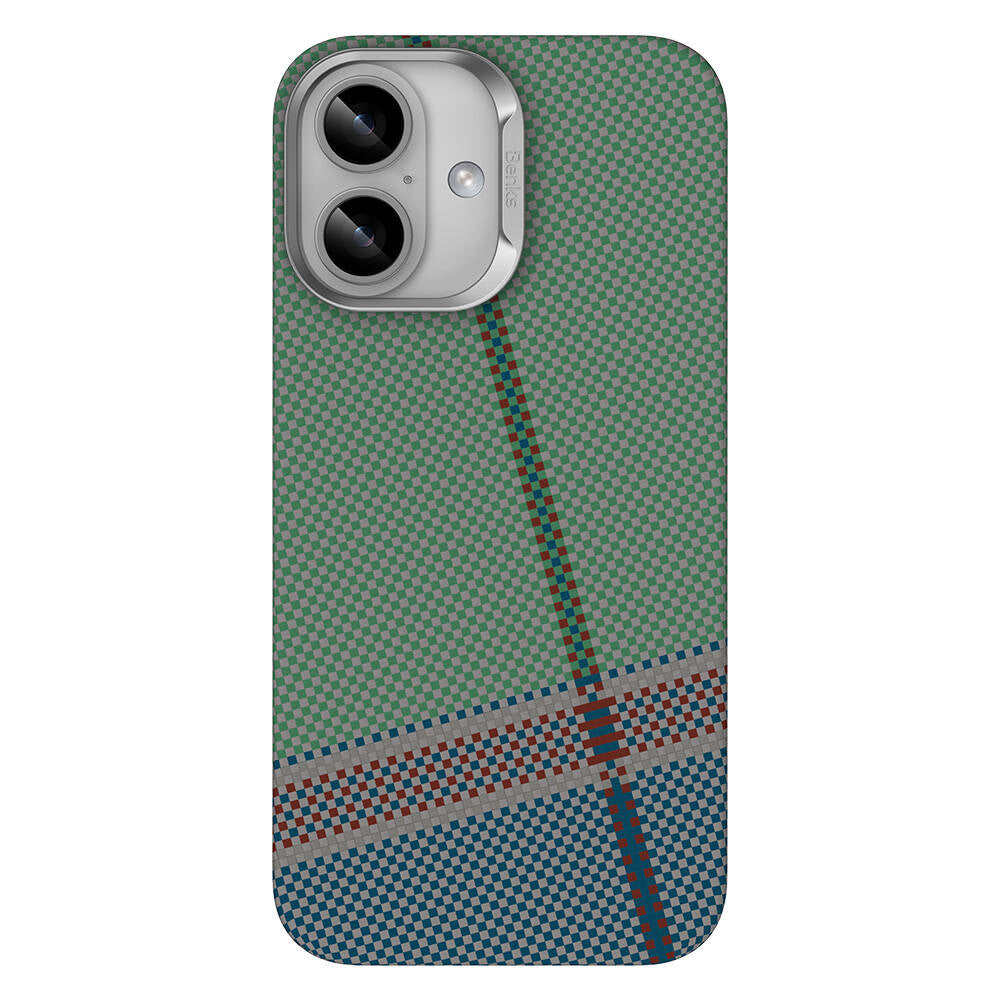 Apple iPhone 16 Case M-safe Charging Feature Carbon Fiber Design Benks Passion Green ArmorAir Kevlar Cover Green 
