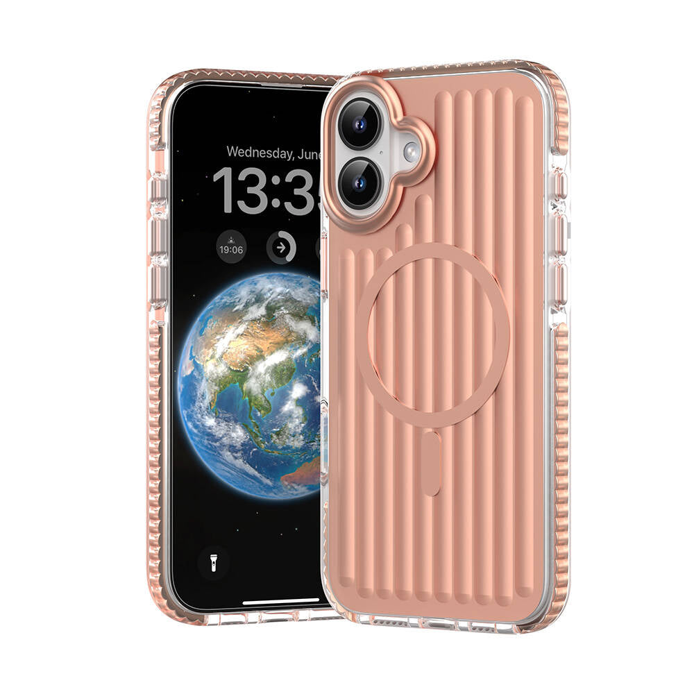 Apple iPhone 16 Kılıf M-safe Şarj Özellikli Oyuklu Tasarım Mutural Bumpy Clear Kapak Gümüş