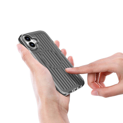 Apple iPhone 16 Kılıf M-safe Şarj Özellikli Oyuklu Tasarım Mutural Bumpy Clear Kapak Gümüş