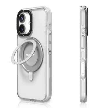 Apple iPhone 16 Kılıf M-safe Şarj Özellikli Parmak Ring Standlı Youngkit Pivot Serisi Kapak Şeffaf