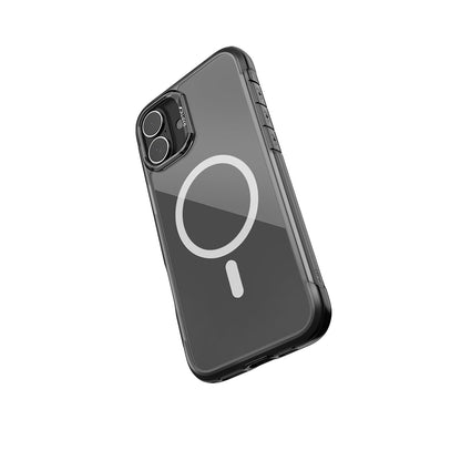 Apple iPhone 16 Kılıf M-safe Şarj Özellikli Raptic Air Serisi Airbag Tasarımlı Metal Köşelikli Şeffaf Kapak Siyah