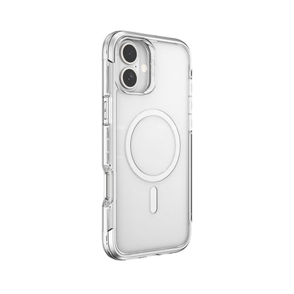 Apple iPhone 16 Kılıf M-safe Şarj Özellikli Raptic Air Serisi Airbag Tasarımlı Metal Köşelikli Şeffaf Kapak Siyah