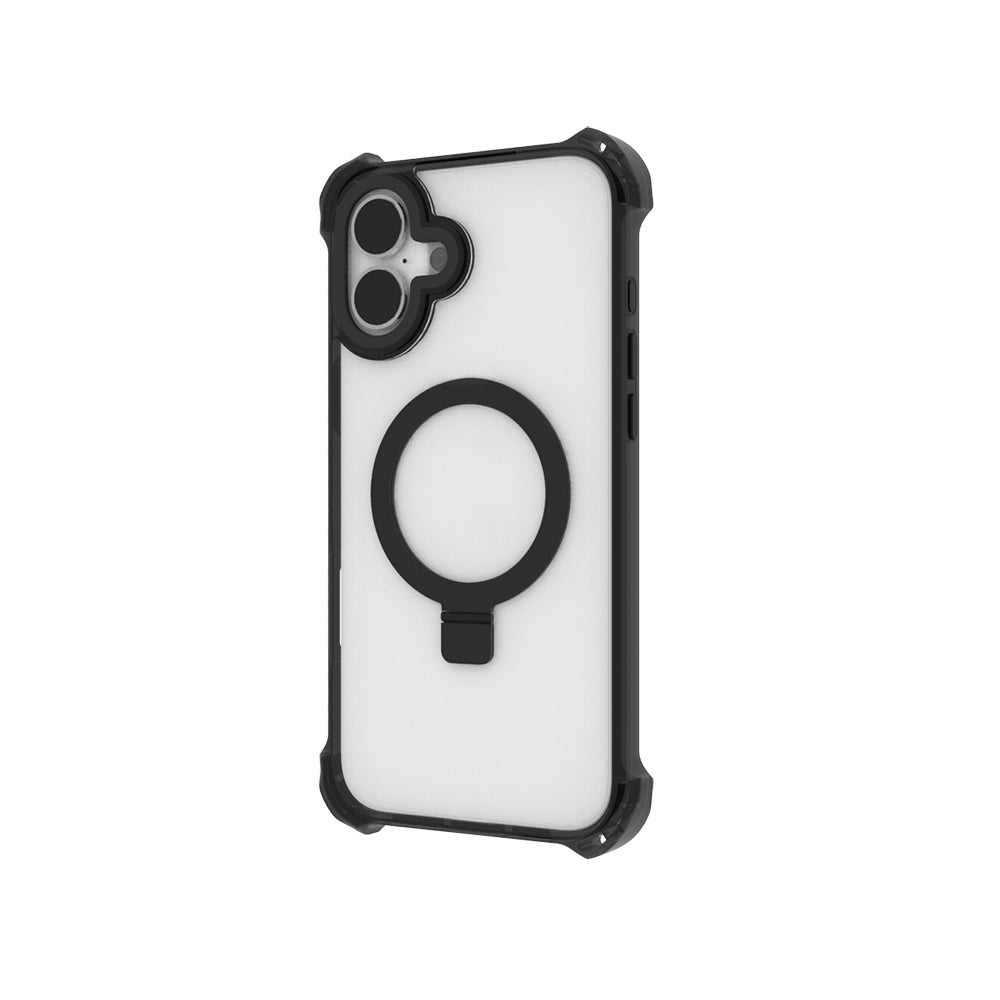 Apple iPhone 16 Kılıf M-safe Şarj Özellikli Raptic Dual Serisi Şeffaf Standlı Kapak Siyah