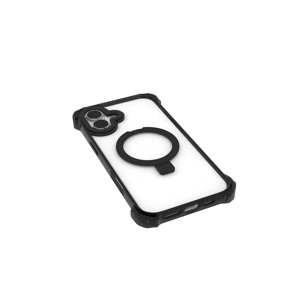Apple iPhone 16 Kılıf M-safe Şarj Özellikli Raptic Dual Serisi Şeffaf Standlı Kapak Siyah