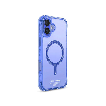 Apple iPhone 16 Kılıf M-safe Şarj Özellikli Şeffaf Airbag Tasarımlı Skinarma Saido Kapak Mavi