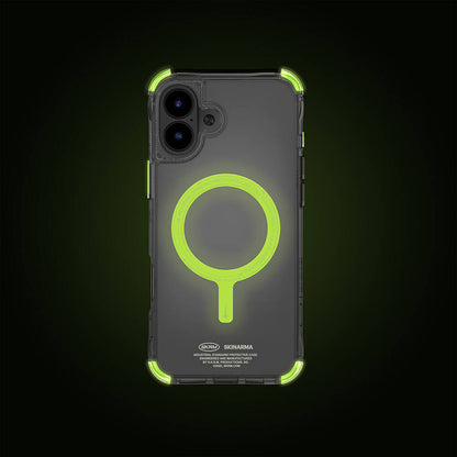 Apple iPhone 16 Kılıf M-safe Şarj Özellikli Şeffaf Airbag Tasarımlı Skinarma Saido Nightglow Kapak Şeffaf