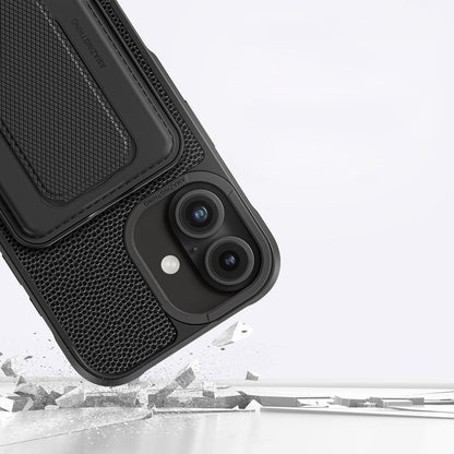 Apple iPhone 16 Kılıf M-safe Şarj Özellikli Standlı Kartlıklı Set Amazingthing Glamour Luxe Serisi Kapak Siyah