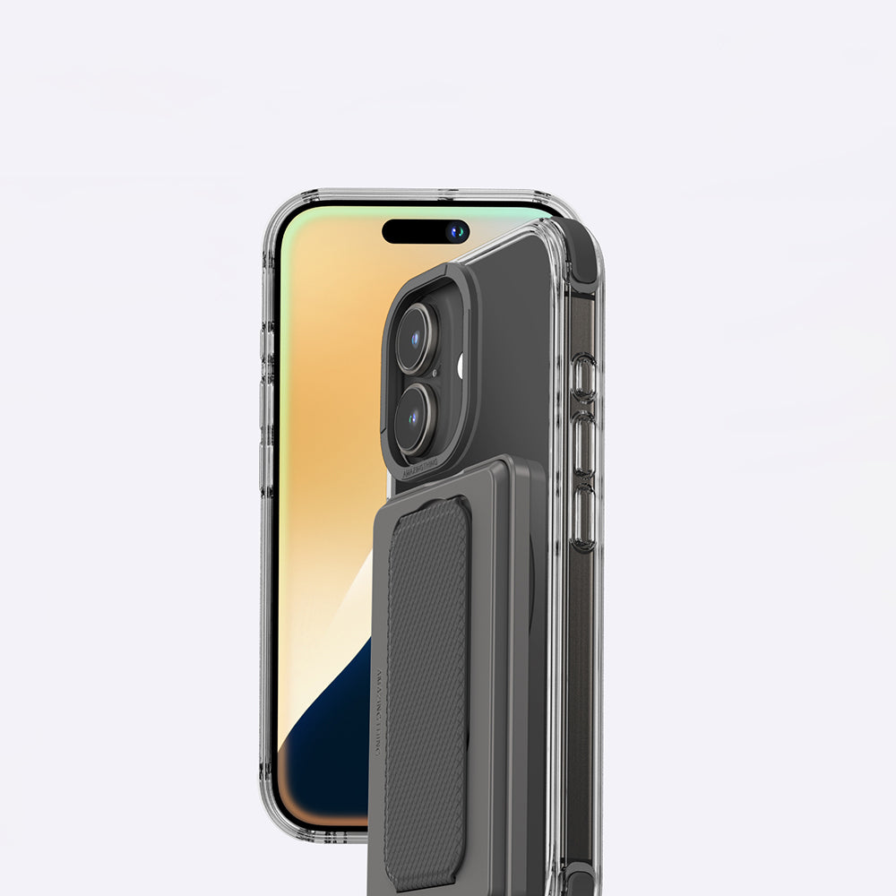 Apple iPhone 16 Kılıf M-safe Şarj Özellikli Standlı Set Amazingthing Omni Adventure Serisi Kapak Siyah