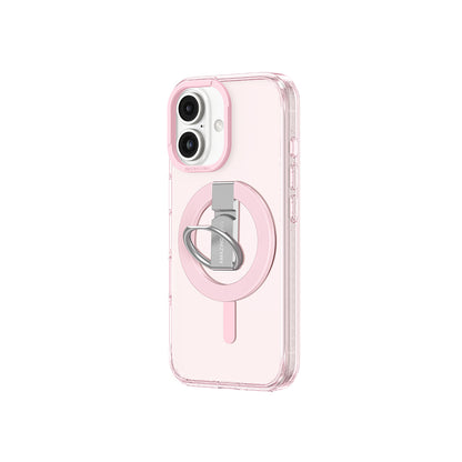 Apple iPhone 16 Kılıf M-safe Şarj Özellikli Yüzük Standlı Amazingthing Titan Pro Serisi Kapak Pembe