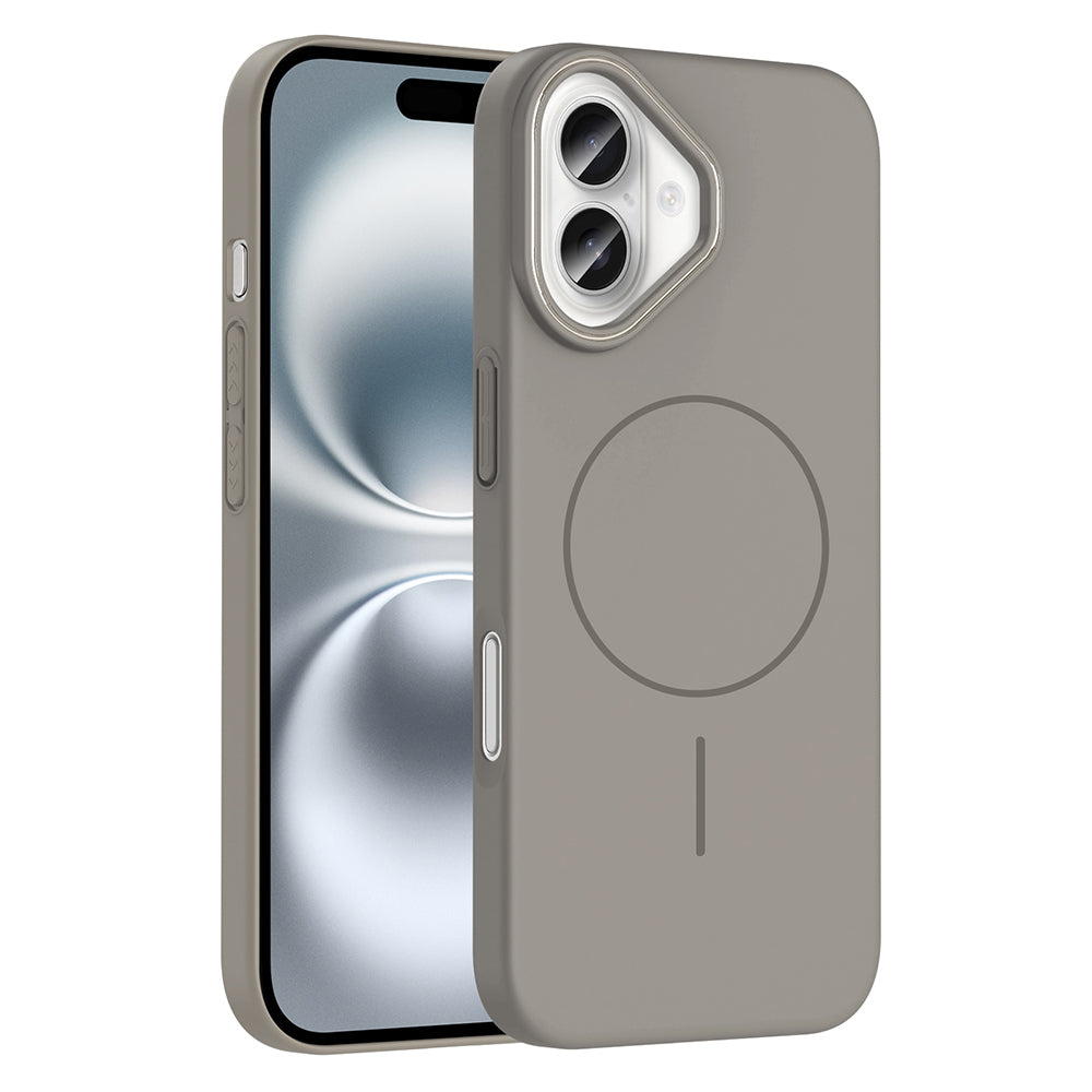 Apple iPhone 16 Case Zore Ruby Hard Cover Gray with M-safe Charging Feature 