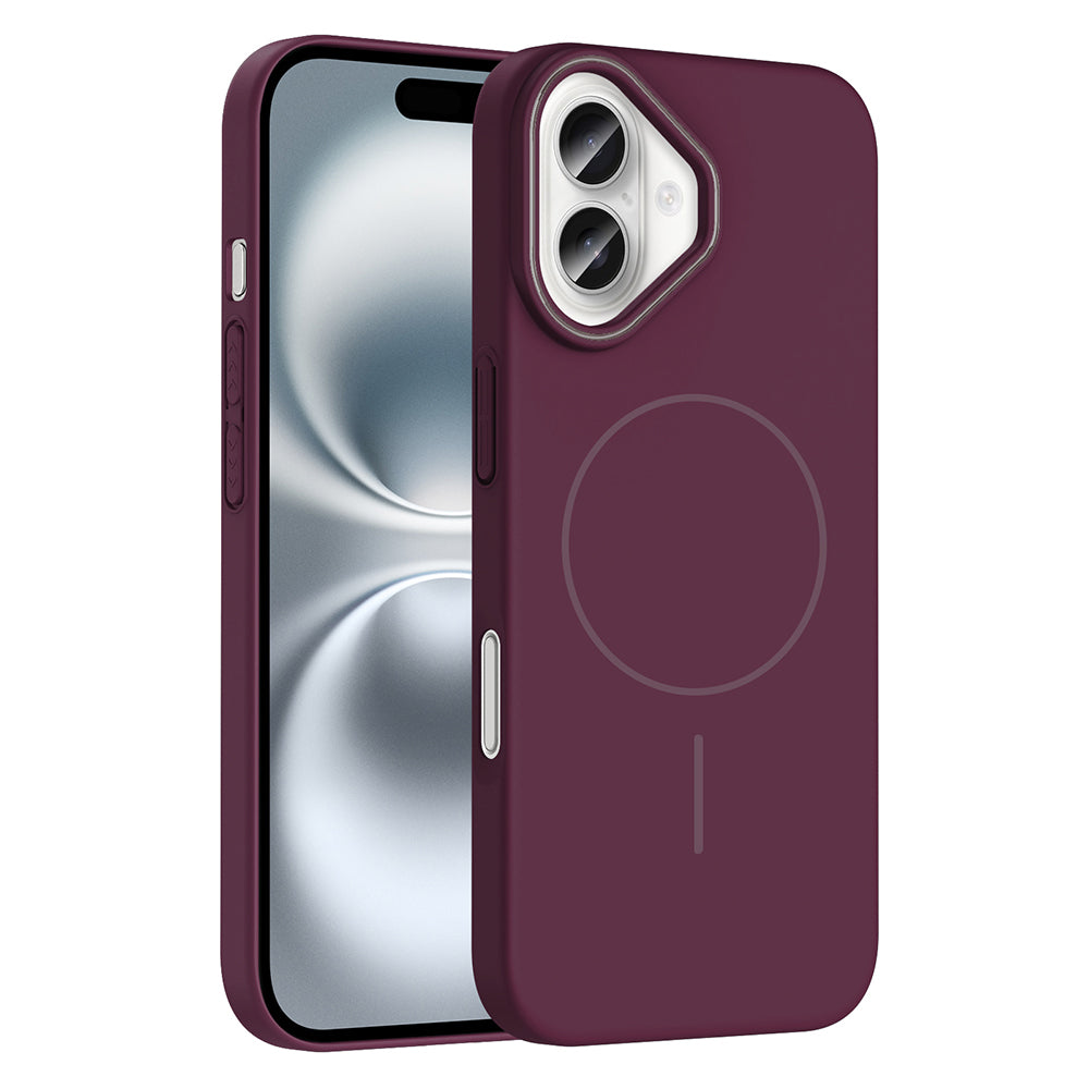 Apple iPhone 16 Case Zore Ruby Hard Cover Plum with M-safe Charging Feature 
