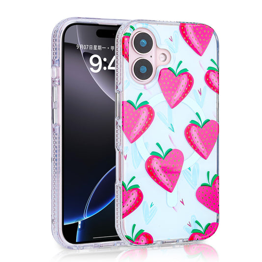 Apple iPhone 16 Case Zore Stilo Cover with M-safe Charging Feature Pink-Blue 