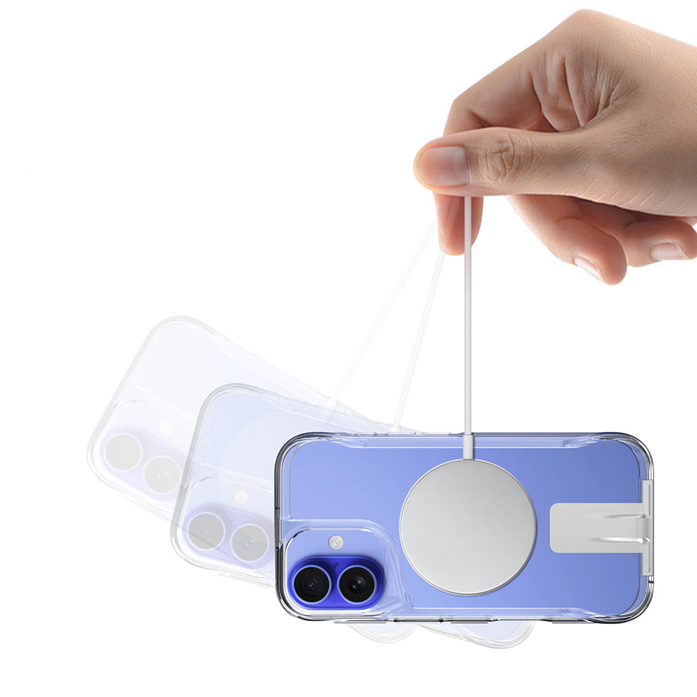 Apple iPhone 16 Case M-safe Charging Feature Zore T-Max Stand Cover Transparent