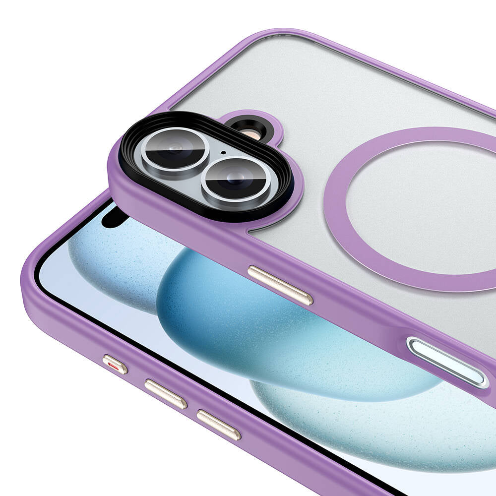 Apple iPhone 16 Case Matte Back Surface Wireless Charging Feature Zore Flet M-safe Cover Desert Titanium