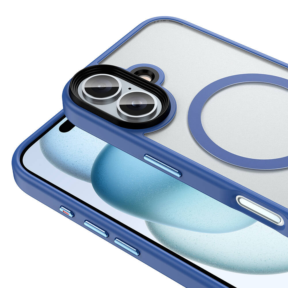 Apple iPhone 16 Case Matte Back Surface Wireless Charging Feature Zore Flet M-safe Cover Titanium-Gray