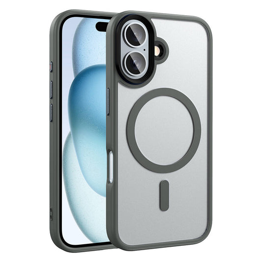 Apple iPhone 16 Case Matte Back Surface Wireless Charging Feature Zore Flet M-safe Cover Titanium-Gray