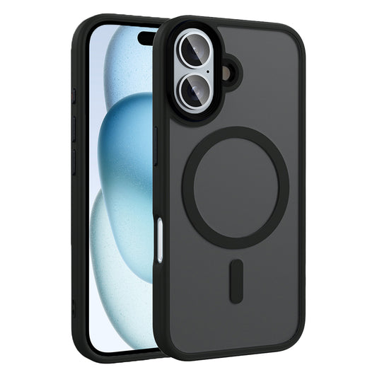 Apple iPhone 16 Case Matte Back Surface Wireless Charging Feature Zore Flet M-safe Cover Black