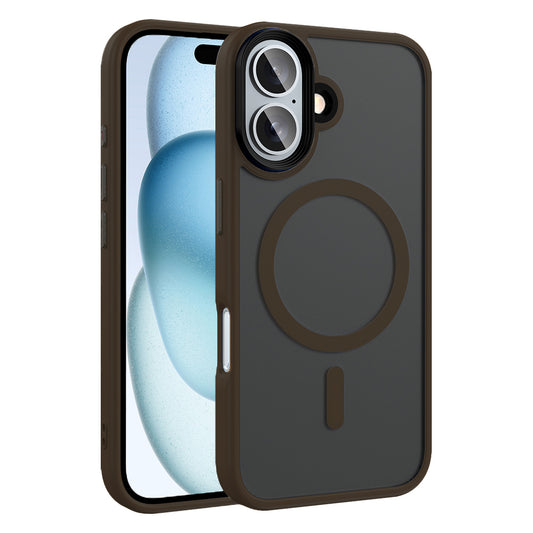 Apple iPhone 16 Case Matte Back Surface Wireless Charging Feature Zore Flet M-safe Cover Rose Brown
